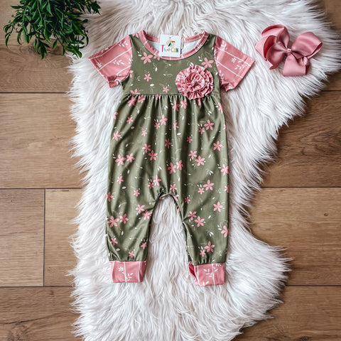 *PREORDER* Green & Pink Floral Infant Romper