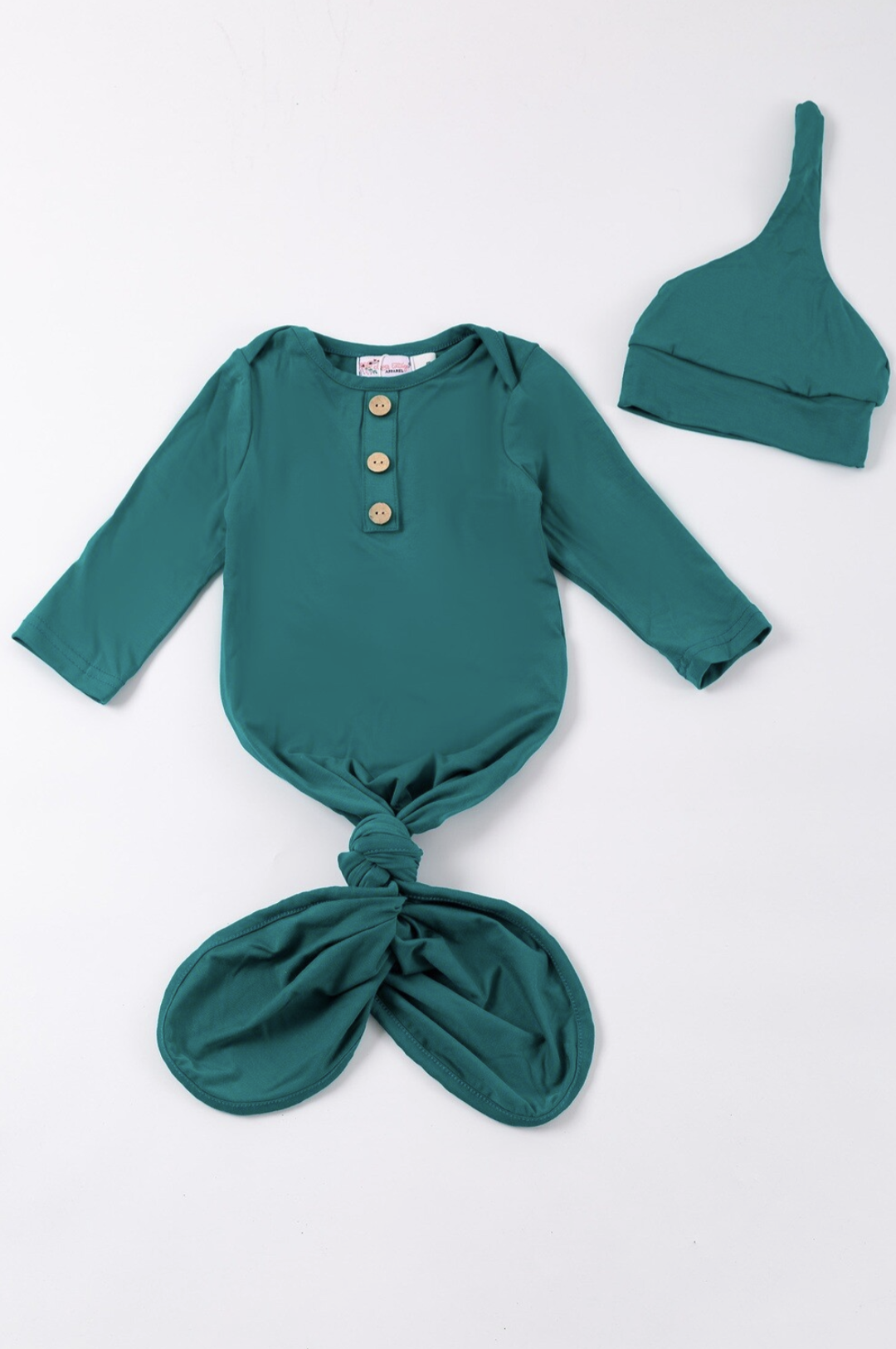 Emerald Bamboo Newborn Baby Gown and Hat
