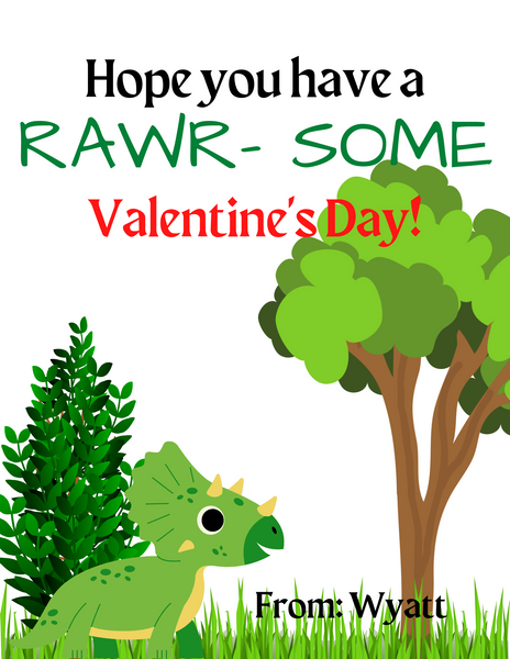 Dinosaur Crayon Valentine's (4 options)